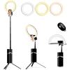 Collapsible Selfie Ring Light Strap Stand, 10 inch Travel Portable LED Ring Light Strap 76 inch Tripod Stand with 9 Adjustable Lights for Live Video Online Classroom Makeup YouTube TikTok Vlog Zoom (Black)