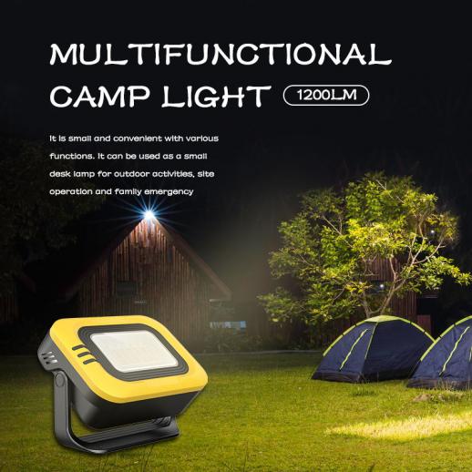 Camping fan with LED light, three wind speeds, 8000mAh rechargeable battery  powered tent fan with detachable LED light and hook, infinitely dimmable