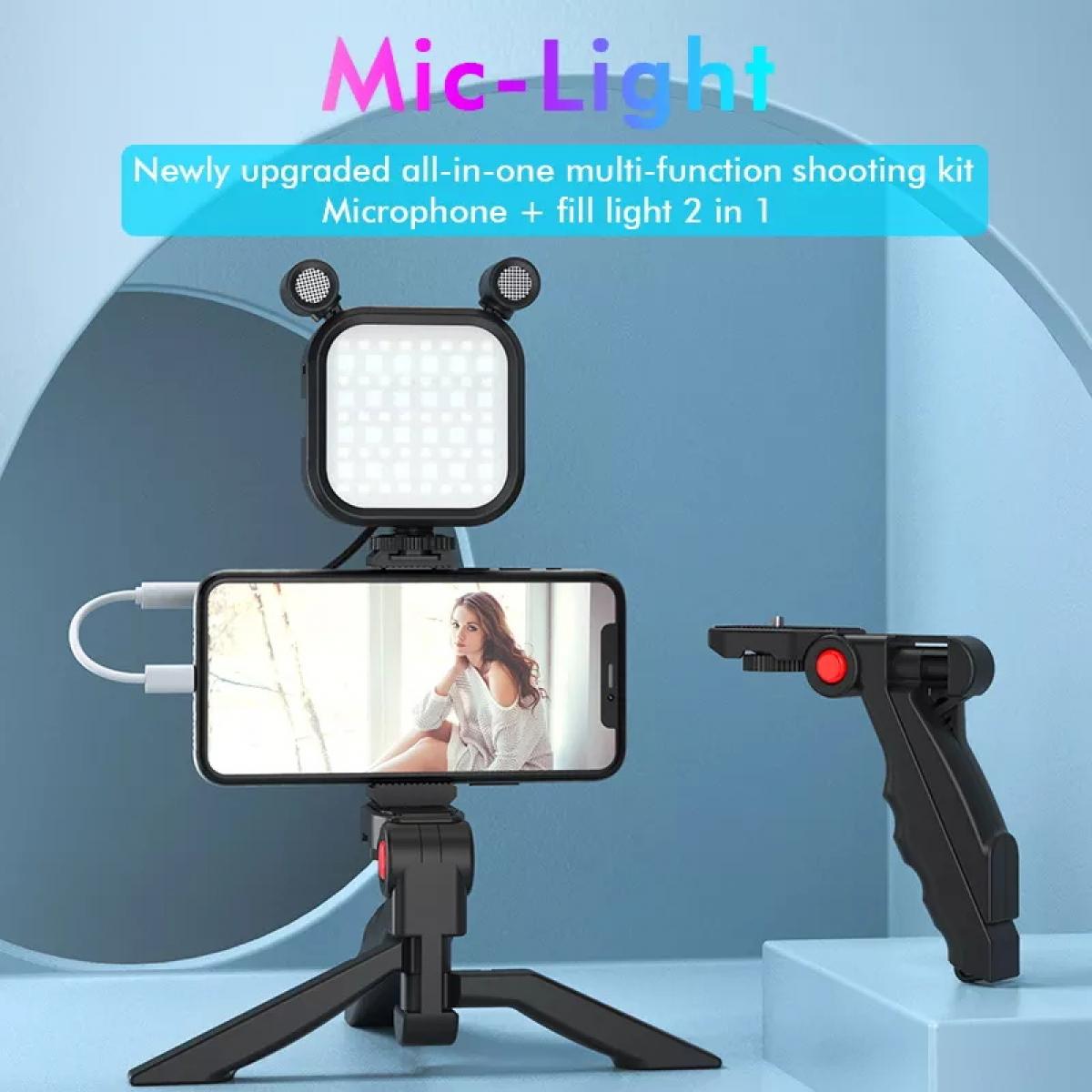 Smartphone Microphone Light Kit Portable Mobile Phone Tripod Fill Light  Microphone Set For Live Broadcast