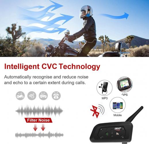 Imperméable à l’eau Bluetooth Casque de moto Interphone Casque V2  Interphone Moto Communicator avec microphone Casque