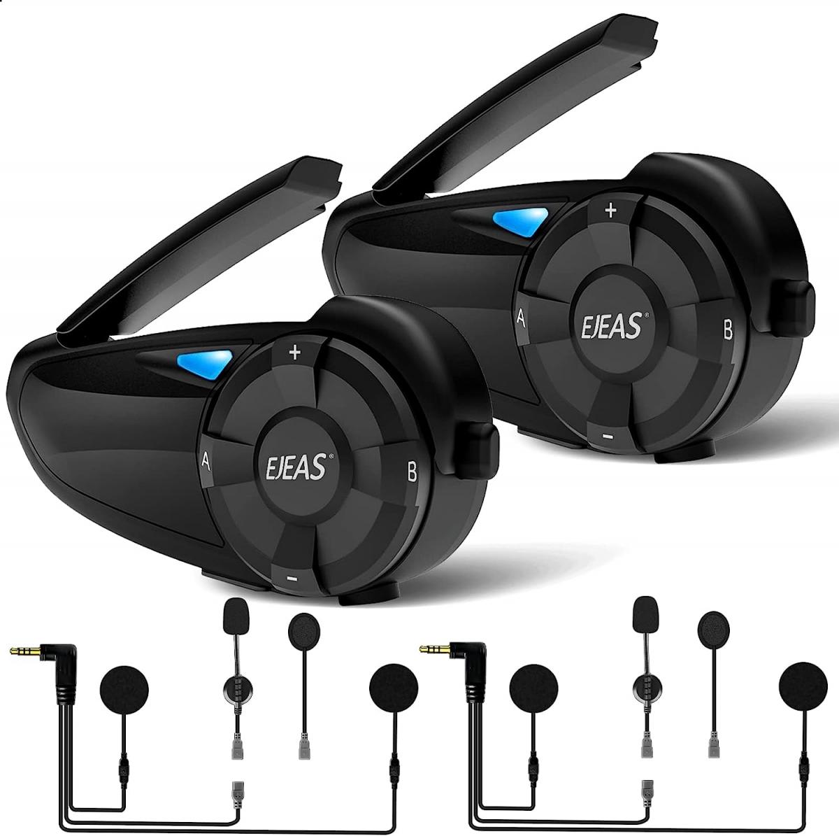 Casque de moto Bluetooth, système de communication sans fil étanche  Bluetooth 5.0, haut-parleurs mains libres, contrôle des appels musicaux,  réponse automatique, système de haute qualité sonore 