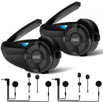 Motorradhelm Bluetooth Gegensprechanlage, Motorrad Bluetooth 5.1 Kopfhörer, mit CVC Geräuschreduktion und FM Radio Funktion, können bis zu 7 Fahrer verbinden, geeignet für Schneemobil/ATV/Geländefahrzeuge (2-teiliger Satz)