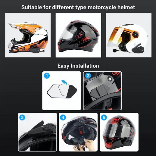 Casque moto casque sans fil Bluetooth V4.2 Ecouteur avec réduction du bruit