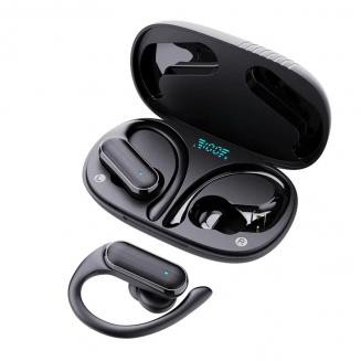 Auriculares inalámbricos Bluetooth con estuche de carga inalámbrica,  reproducción de 32 horas, pantalla LED en el oído, auriculares  impermeables