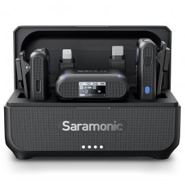 Saramonisk trådløs Lavalier mikrofon til smartphone kamera 492ft rækkevidde 20h batterilevetid