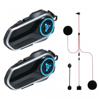 Motorcykelhjälm Headset, 2 Ryttare Bluetooth Intercom, Obegränsad Grupp APP Intercom, Bluetooth 5.4, Universell Parkoppling Audio Multitasking, 2 Pack, Kentfaith