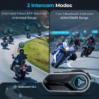Motorsykkelhjelm headset, 2 ryttere Bluetooth intercom, ubegrenset gruppe APP intercom, Bluetooth 5.4, universell paring lyd multitasking, 2 pakk, Kentfaith