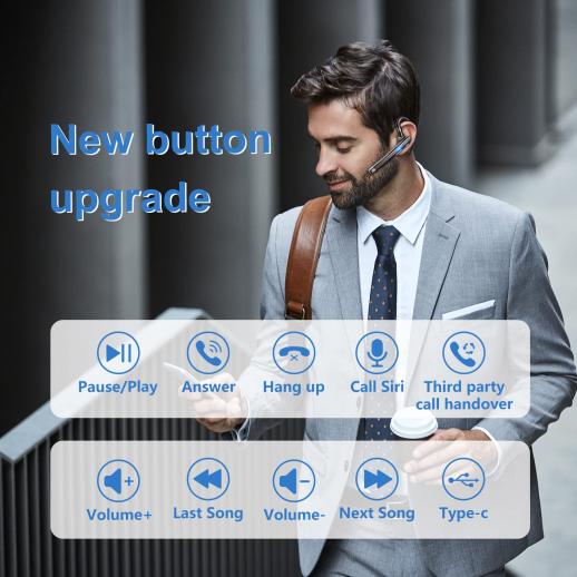 Auriculares Bluetooth con CVC8.0 Dual Mic Cancelación de Ruido, Auricular  Bluetooth Manos Libres V5.0 Auricular Inalámbrico para iPhone Android  Teléfono Celular Conducción Oficina Negocios, Chat : Celulares y Accesorios
