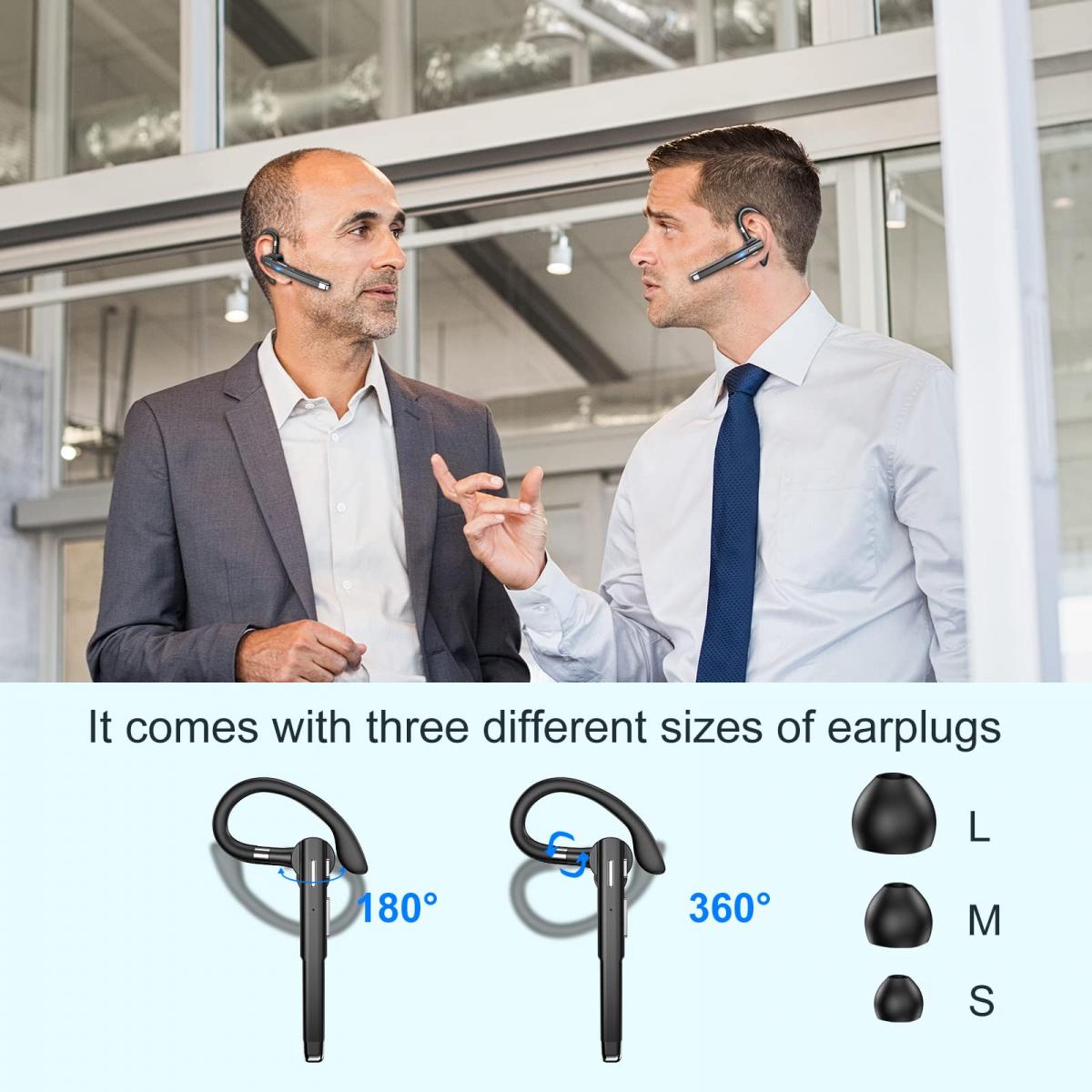 Casque Bluetooth pour téléphone portable Casque Bluetooth V5.1 avec étui de  chargement Casque mains libres à oreille unique avec microphone antibruit