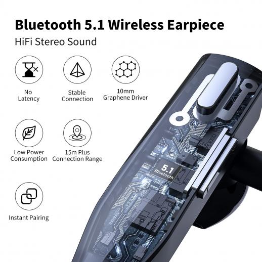 Oreillette Bluetooth sans Fil avec Dual Mic,V5.3 Kit Main Libre
