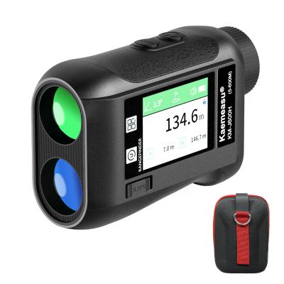 Telemetro da golf KM-J1500H con schermo a colori LCD touch a colori HD, telemetro da caccia laser ricaricabile ad alta precisione da 1500 m, ingrandimento 6,5x, misurazione rapida, messa a fuoco rotante, misurazione della ricerca dell'ago, annuncio vocale