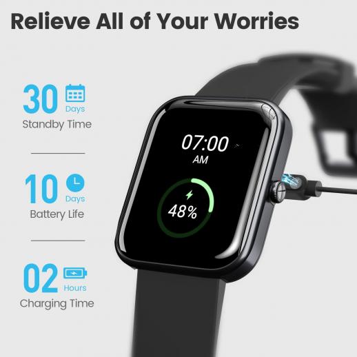  GRV - Reloj inteligente para teléfonos iOS y Android, unisex,  con IP68 impermeable, rastreador de actividad física con monitor de ritmo  cardíaco, sueño y contador de calorías y pasos (negro) 