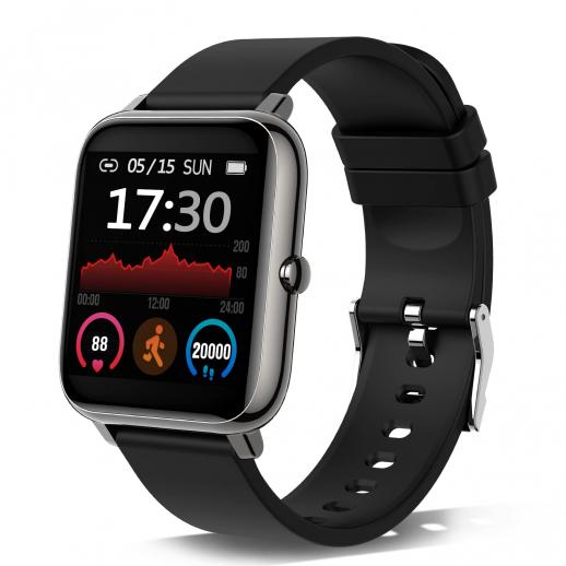 P22 Smart Watch Fitness Tracker per telefono Android, Fitness Tracker con cardiofrequenzimetro e monitoraggio del sonno, con IP67 Pedometro impermeabile Monitoraggio attività Nero
