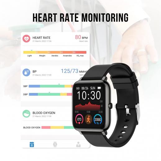 P22 Watch Fitness Tracker til Android-telefon, Fitness Tracker med puls- og søvnmåler, med IP67 vandtæt skridttæller Aktivitetssporing Sort - Concept