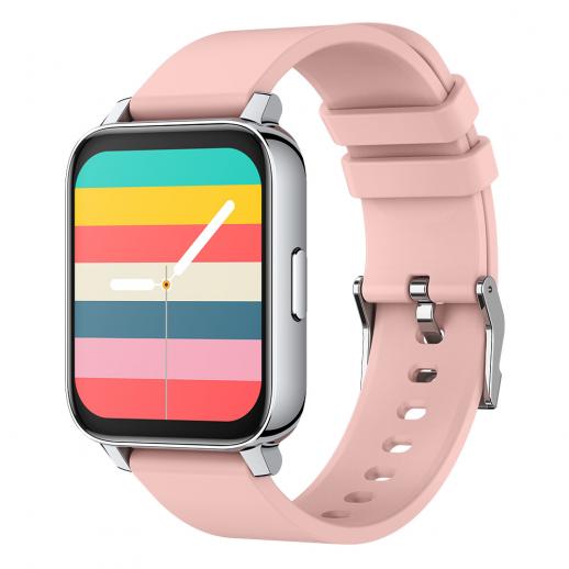 P36 1.69 inch square screen smart bracelet full touch blood pressure blood oxygen monitoring multi-sport custom dial pink