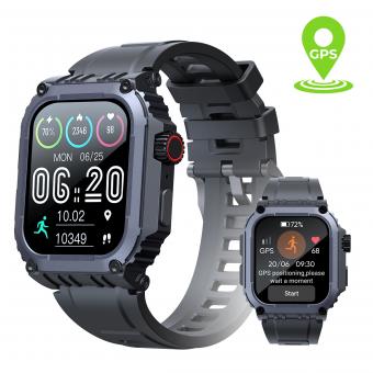 GPS Smartwatch Sportuhr mit GPS Tracker Bluetooth Anrufe 24h Herzfrequenz/Schlaf Monitor