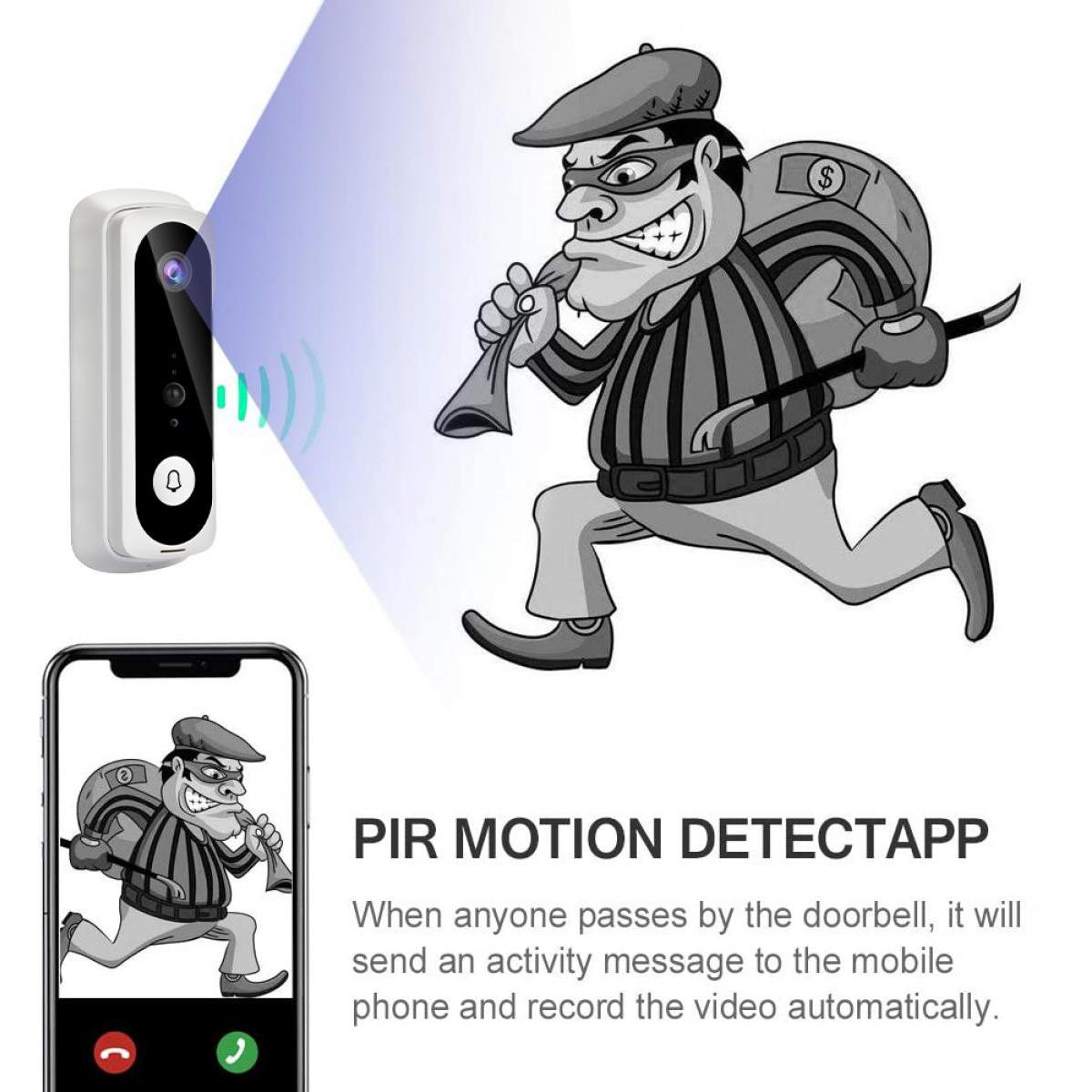 Videocitofono WiFi V20 Video HD 1080p Avvisi attivati ​​dal movimento Audio bidirezionale Visione notturna Campanello preinstallato da 32 GB - Versione europea