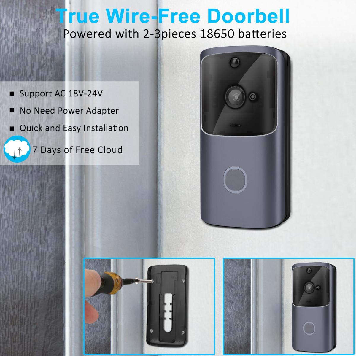 M10S mini WiFi Smart Video Doorbell Camera,720P HD Wireless Remote Home  Security Doorbell black