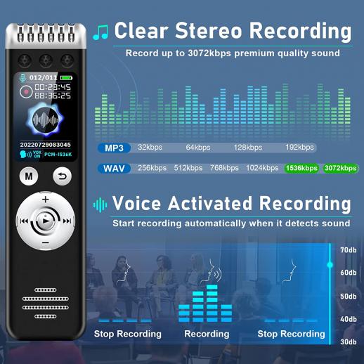 64GB Registratore Vocale, Vormooi Registratore Audio con Durata della  Batteria di 40 Ore e Capacità di Registrazione di 750 Ore, Registratori  Vocali Digitali con Registrazione One Touch per Lezioni : :  Cancelleria
