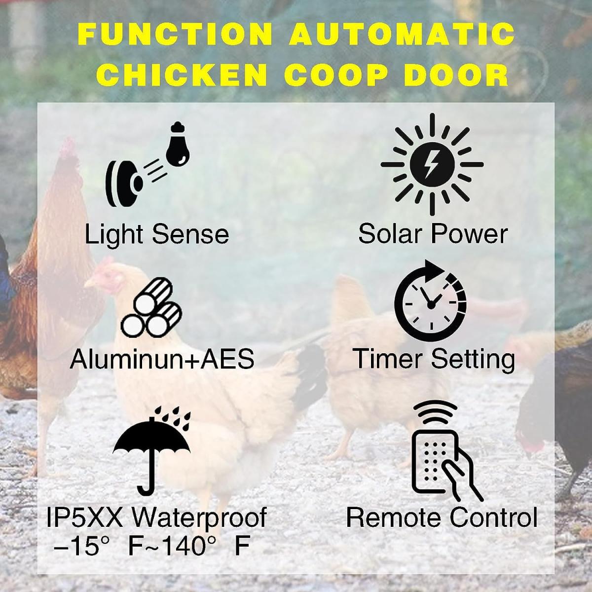 Automatic chicken coop door, solar powered chicken coop door, with