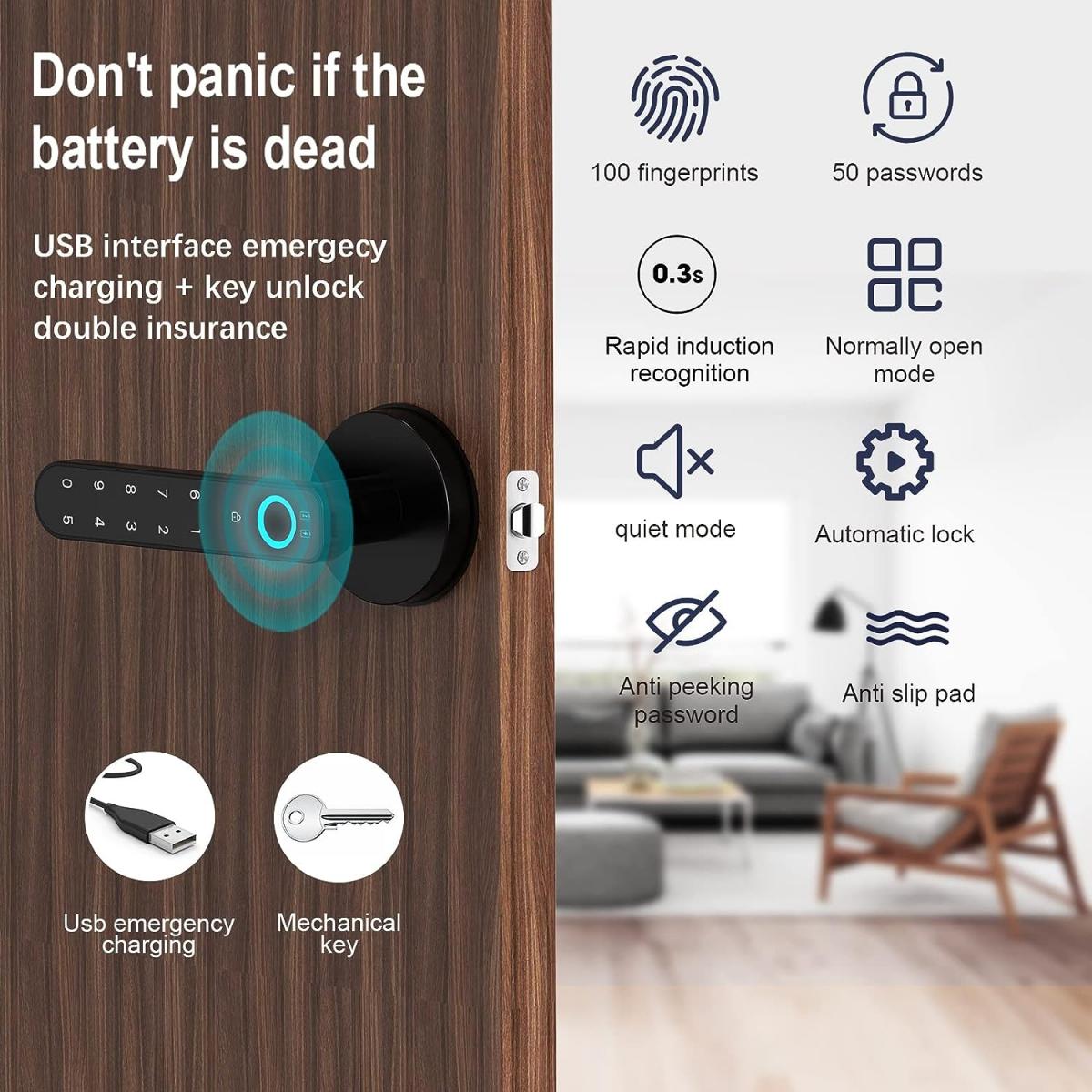 CG002 fingerprint door lock, intelligent password fingerprint