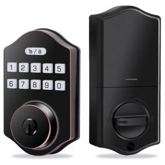 K2 entra en la cerradura de la puerta sin llave, cerradura de la puerta electrónica con teclado, se pueden configurar 100 contraseñas de usuario, con contraseña anti - voyeurismo, fácil de instalar y configurar, negro