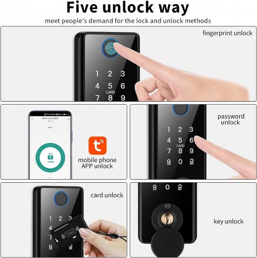Cerradura de puerta de huellas dactilares con código, juego de cerradura de  entrada inteligente sin llave con teclados y llaves, cerraduras de puerta
