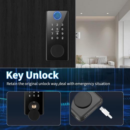Cerradura de puerta de huellas dactilares con código, juego de cerradura de  entrada inteligente sin llave con teclados y llaves, cerraduras de puerta