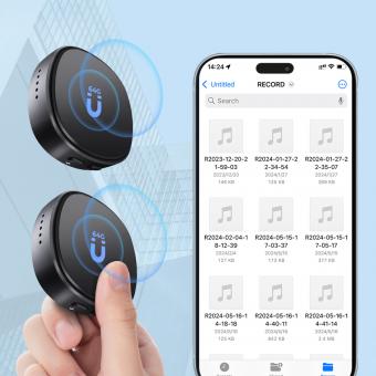 Mini Voice Recorder, Stemmeaktivert & Magnetisk, 64GB 800 Timer Kapasitet, Støyreduserende, 2 Pakker, Kentfaith