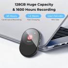 128G MIni Voice Recorder with Ultra-long 1600H Recording, Voice-Activated & DSP Noise Reduction, Conference/Lecture/Classroom Learning, Keychain Portable Gifts, Kentfaith