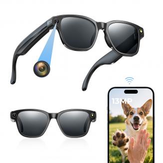 Occhiali da sole con fotocamera da 8MP Sony per POV 1080P, foto da 13MP, trasferimento WiFi, 10H musica/chiamate, traduzione in 26 lingue, Kentfaith