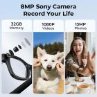 Occhiali Intelligenti con Fotocamera, Fotocamera Sony da 8MP per POV 1080P, Foto da 13MP, Stabilizzazione EIS, Trasferimento WiFi, Memoria da 32GB, Autonomia di 10H, Kentfaith