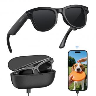 Älylasit kameralla, 8MP Sony-sensori, 30MP kuvien & 1080P videoiden tallennus, 3600mAh latauskotelo, selkeä musiikki & puhelut, Kentfaith