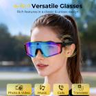 Occhiali da sole con registrazione video 1200P 30FPS, foto 36MP, stabilizzazione dell'immagine a 6 assi, protezione UV 400, audio open-ear, per ciclismo, escursionismo, pesca, Kentfaith