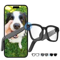 Gafas Inteligentes con Cámara, Cámara Sony de 8MP para POV en 1080P, 4 Niveles de Tinte para Interior y Exterior, Estabilización EIS, Transferencia WiFi, Almacenamiento de 32GB, 10H de Autonomía, Kentfaith
