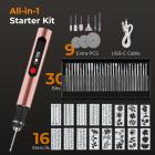 Draadloze graveerpen met 3 snelheden, 57-in-1 set met 30 bits, 16 sjablonen, 6 slijpstenen, 3 snijwielen, voor stenen, hout, glas, etc. Kentfaith