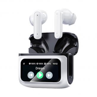 Auricolari Traduttore in Tempo Reale, Bidirezionale, 132 Lingue/Accenti, Traduzione Chiamate Vocali/Video, AI Note Taker, Schermo LCD Touchscreen Kentfaith