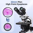Microscópio Composto para Laboratório, Profissionais, Pesquisa, com Óptica Plan Corrigida ao Infinito, Ampliação de 40x-1000x, Sistema Koehler 5W, Kentfaith