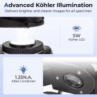 Compound Microscope for Laboratory, Professionals, Research, with lnfinity-corrected Plan Optics, 40x-1000x Magnification, 5W Koehler System, Kentfaith