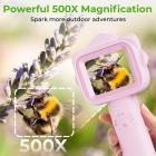 2.4" Ekranlı El Mikroskobu, 500X Büyütme, 1080P Fotoğraf & Video Çekimi, 3-12 Yaş Arası Kız ve Erkek Çocuklar İçin, Kentfaith