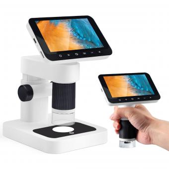 Digital Handheld Microscope with 4 inch IPS Screen Detachable Base 1000X Magnification Kentfaith