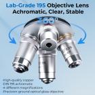 Microscopio Composto con Display da 7 pollici, Ingrandimento 40X-5000X, 195 Obiettivi, Tavolino Meccanico, Oculari WF10x e WF25x, Condensatore Abbe, per Laboratorio, Biologia, Educazione