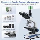 Compound Microscope with 4K Camera, 40X-2500X Magnification, PC Connection, Plan Optical System, Mechanical Stage, Kentfaith