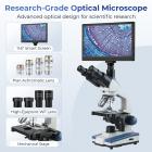 Compound Microscope with 11.6-inch Smart Screen, 40X-2500X Magnification, PC Connection, Plan Optical System, Mechanical Stage, Kentfaith