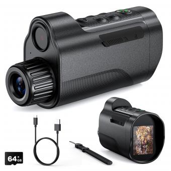 Infrared Night Vision Monocular, 10X Digital Zoom, View 800M, 2in Screen, 64GB 2000mAh Battery Kentfaith