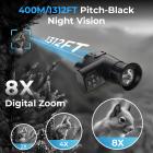 4K Nachtzicht Monoculair Hoofdmonteerbaar, 400M/1312 Nachtzichtbereik, HD Binnenscherm, 8X Zoom, 32GB Kaart Inbegrepen, Mini Formaat, voor Jagen, Wildlife Kijken, Kentfaith