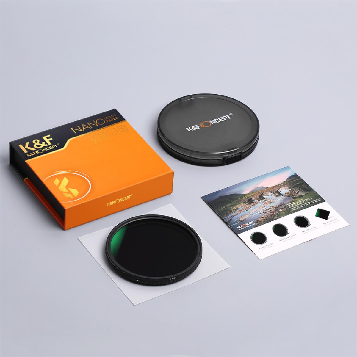 77mm ND2-ND32 Variable Neutral Density ND Filter Nano-X - K&F Concept