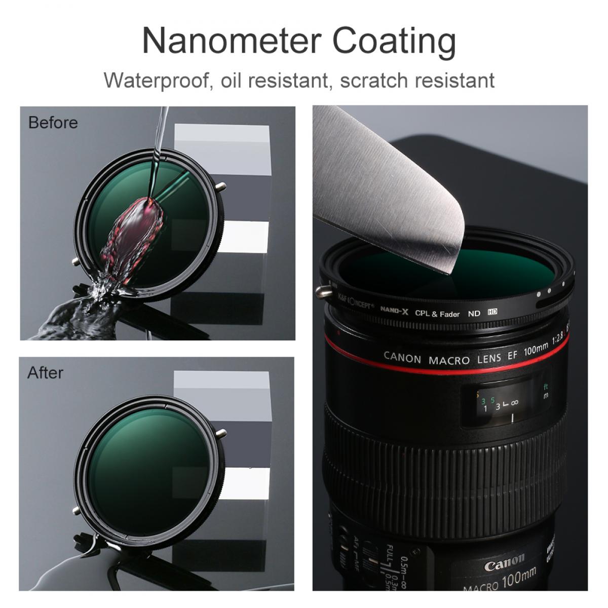 K&F XB41 72mm variabler ND&CPL-Filter 2-in-1-Funktion Nanobeschichtung ...