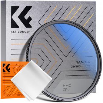 Filtre CPL 67mm Filtre Polarisant Circulaire Ultra-mince avec 18 Couches de Nano-revêtement et 1 Chiffons de Nettoyage - Série Nano-K