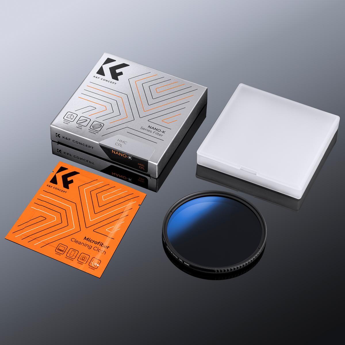 37mm CPL Filter رقيقة جدا إطار شبه منحرف فيلم مطلي باللون الأزرق مع قطعة من قماش تنظيف الفراغ سلسلة Nano-K